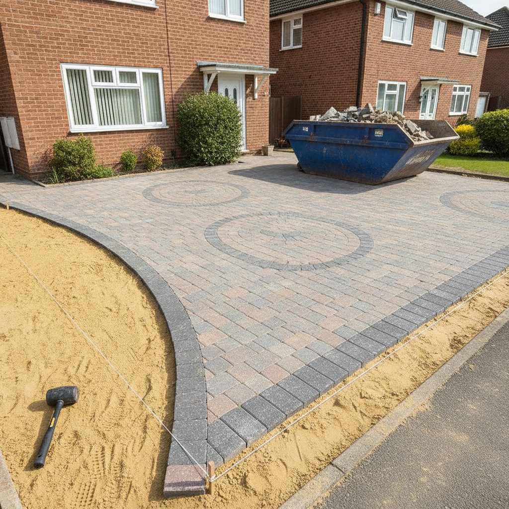 Block-paved driveway being laid